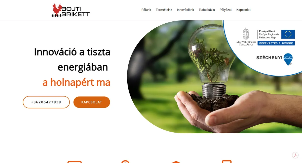 Bojti Brikett weboldal képernyőképe