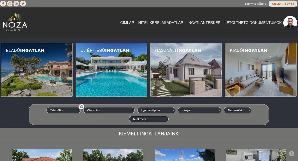 NozaAgent weboldal képernyőképe