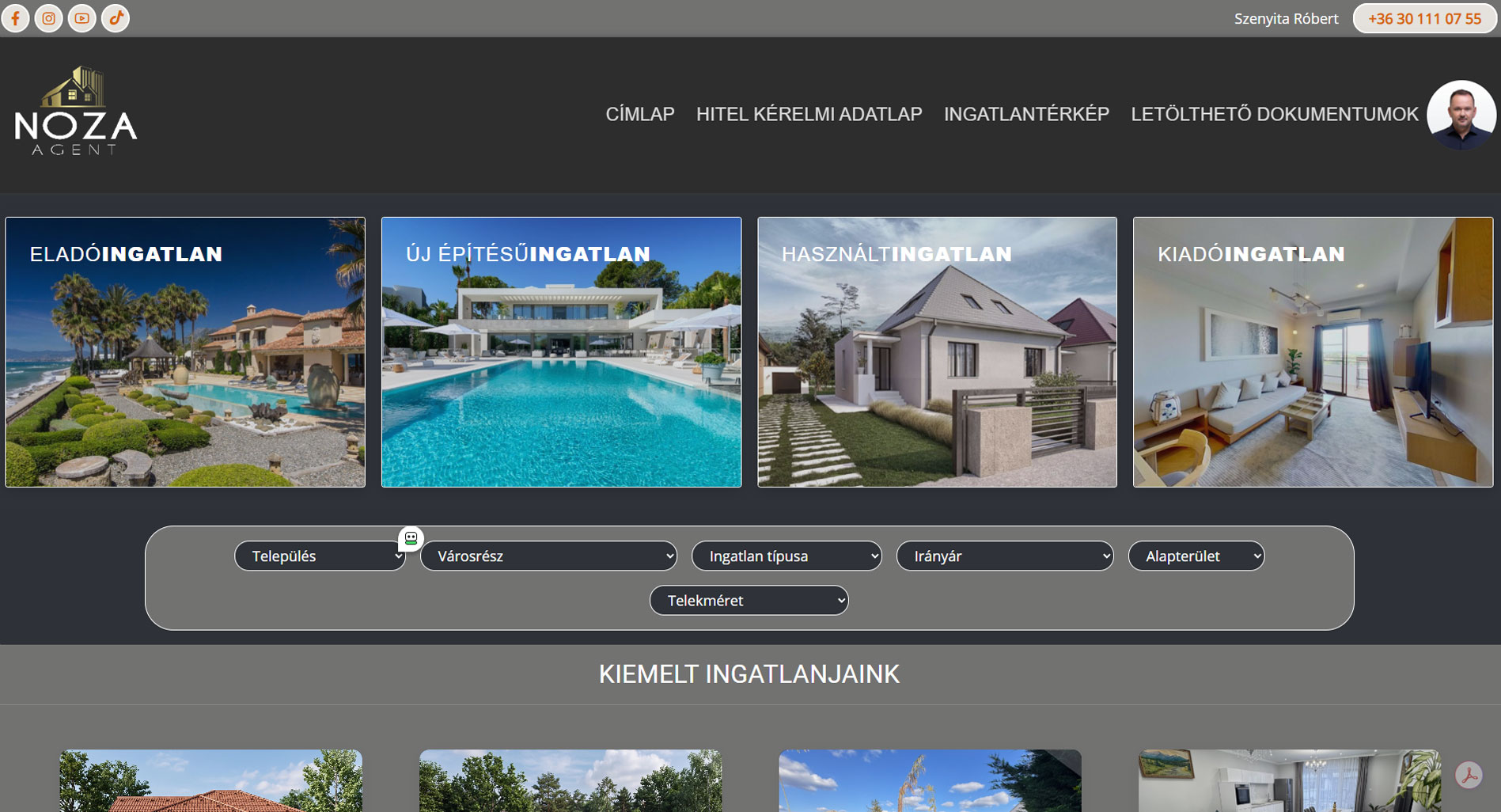 Noza Agent weboldal képernyőképe